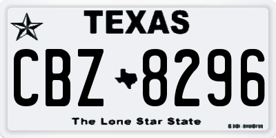 TX license plate CBZ8296