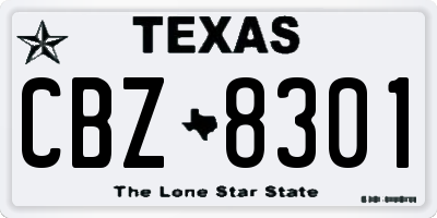 TX license plate CBZ8301