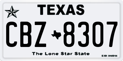 TX license plate CBZ8307