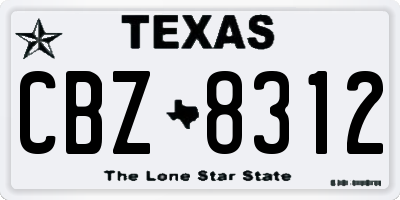 TX license plate CBZ8312