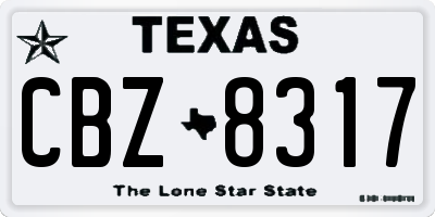 TX license plate CBZ8317