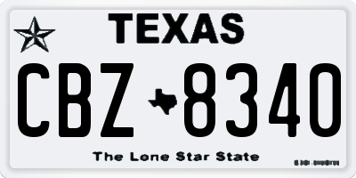 TX license plate CBZ8340