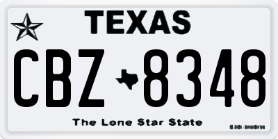 TX license plate CBZ8348