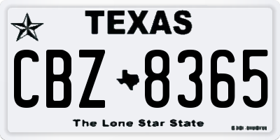 TX license plate CBZ8365