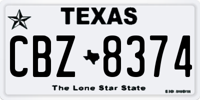 TX license plate CBZ8374