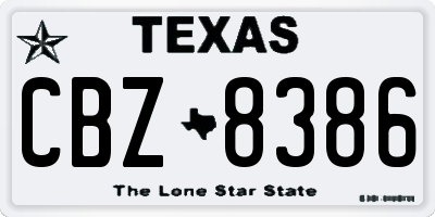 TX license plate CBZ8386