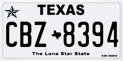TX license plate CBZ8394