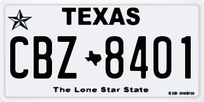 TX license plate CBZ8401