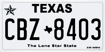 TX license plate CBZ8403