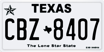 TX license plate CBZ8407