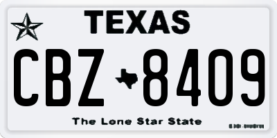 TX license plate CBZ8409