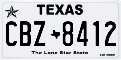 TX license plate CBZ8412