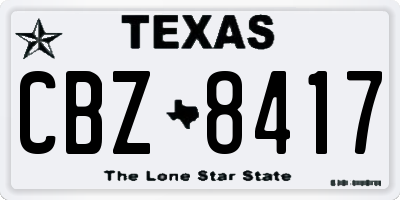 TX license plate CBZ8417