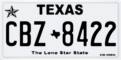TX license plate CBZ8422