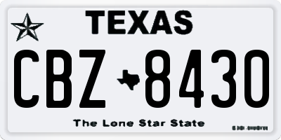 TX license plate CBZ8430