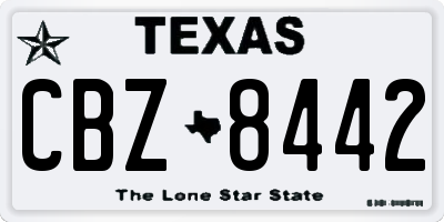 TX license plate CBZ8442