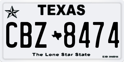 TX license plate CBZ8474