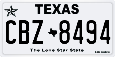 TX license plate CBZ8494