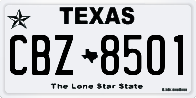 TX license plate CBZ8501