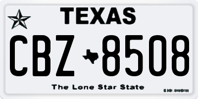 TX license plate CBZ8508