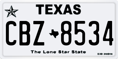 TX license plate CBZ8534