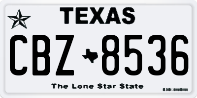 TX license plate CBZ8536