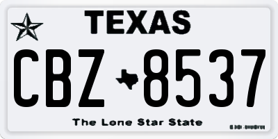 TX license plate CBZ8537
