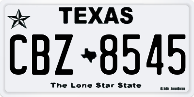 TX license plate CBZ8545