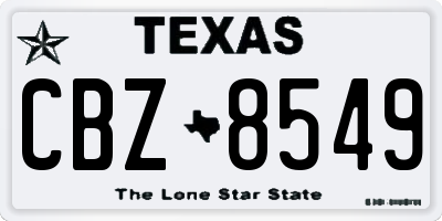 TX license plate CBZ8549