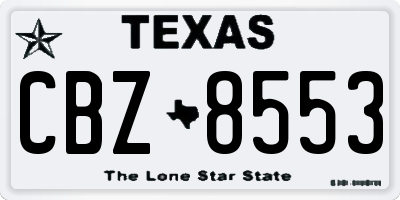 TX license plate CBZ8553
