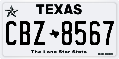 TX license plate CBZ8567