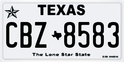 TX license plate CBZ8583