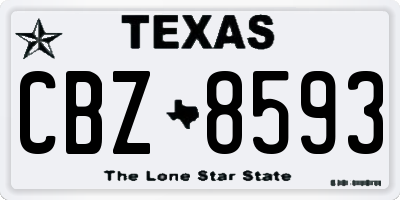TX license plate CBZ8593