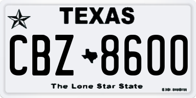 TX license plate CBZ8600