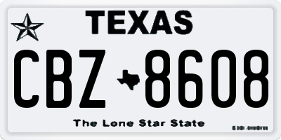 TX license plate CBZ8608