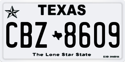 TX license plate CBZ8609