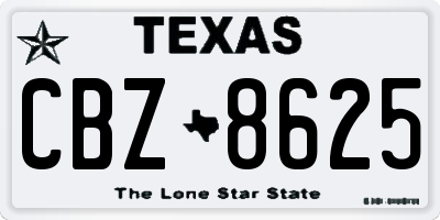 TX license plate CBZ8625