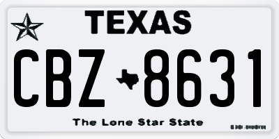 TX license plate CBZ8631