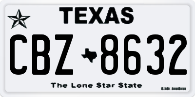 TX license plate CBZ8632
