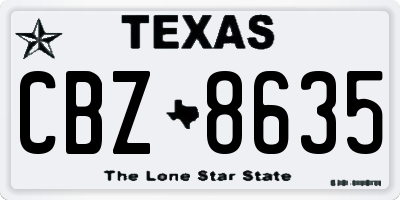 TX license plate CBZ8635