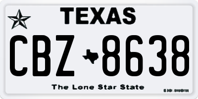 TX license plate CBZ8638