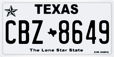 TX license plate CBZ8649