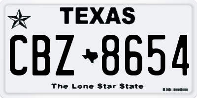 TX license plate CBZ8654