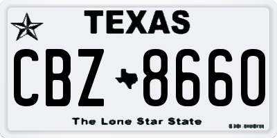 TX license plate CBZ8660