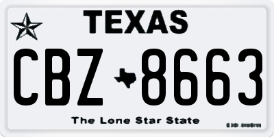 TX license plate CBZ8663