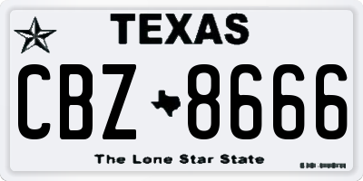 TX license plate CBZ8666