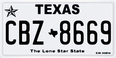 TX license plate CBZ8669
