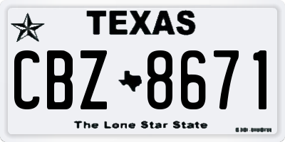 TX license plate CBZ8671
