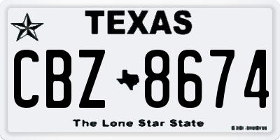 TX license plate CBZ8674