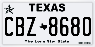 TX license plate CBZ8680
